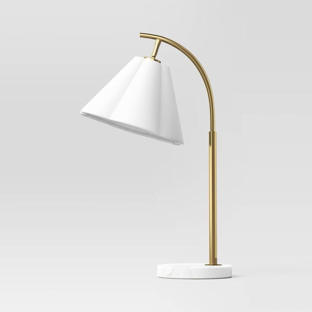 Scalloped Shade Table Lamp Marble Base White Threshold
